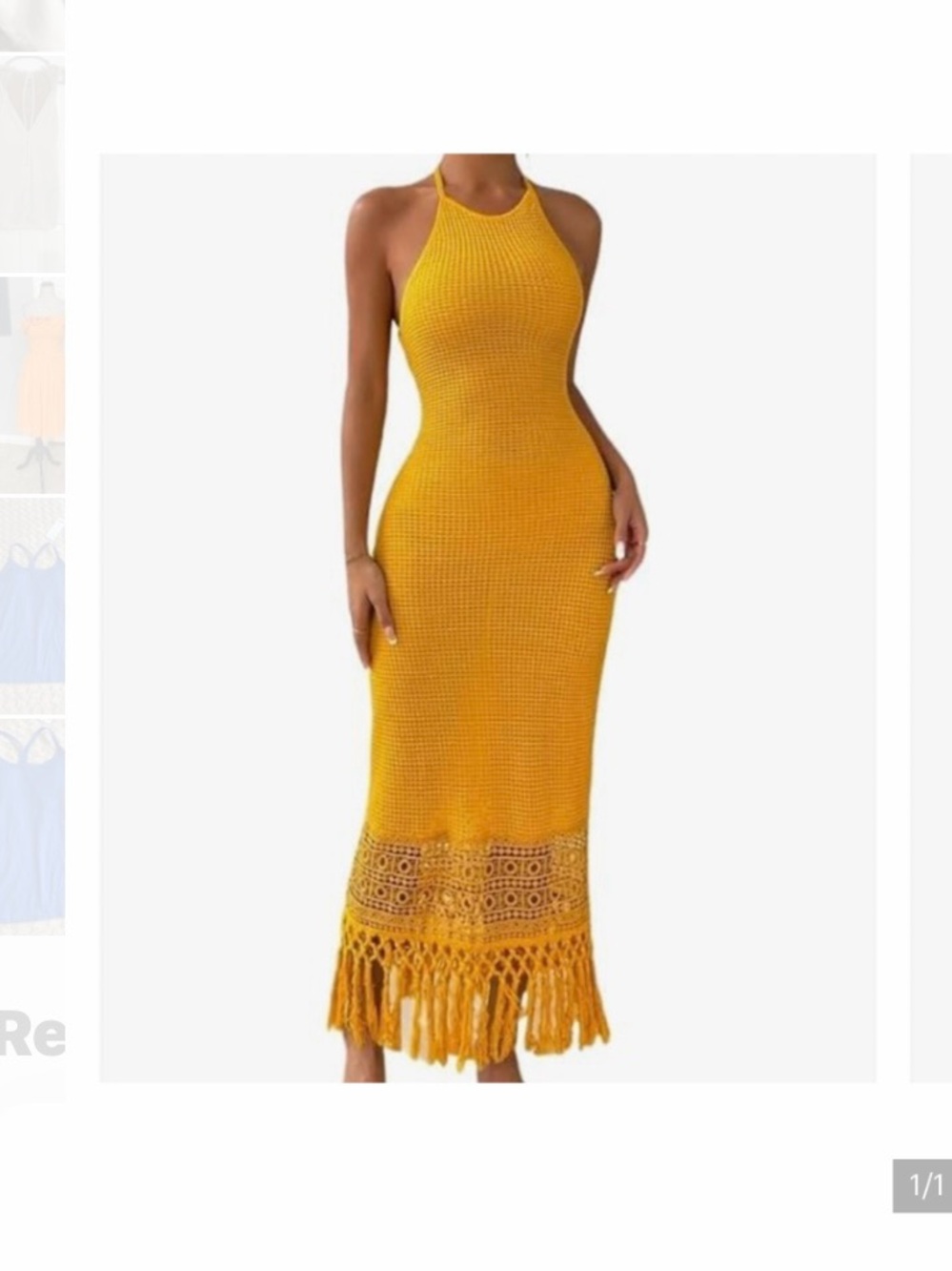 New Women Medium Allegra K crochet Beach dress features a bohemian fringe hem